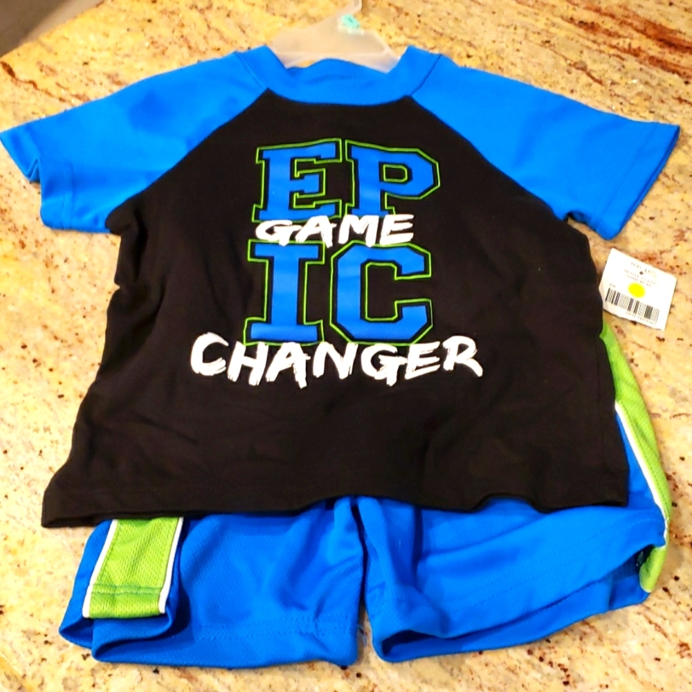 Toddler boys two piece shorts set in royal blue and black 3T Epic Changer
